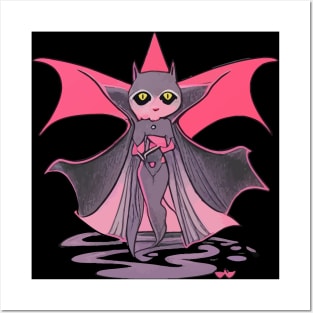 Halloween Bat Witch Pink Posters and Art